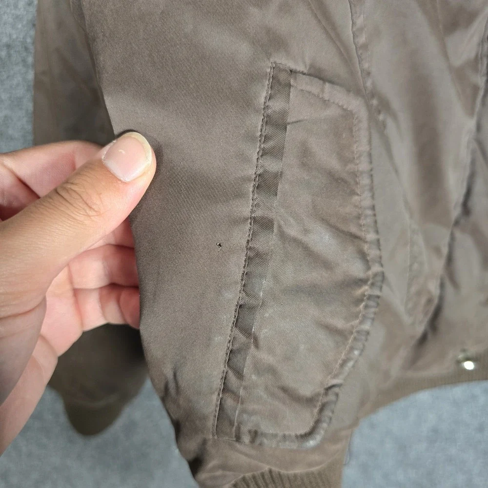 Vintage Y2K Baby Phat Jacket Women's XL Bomber Puffer Brown Hooded Cat Logo Down